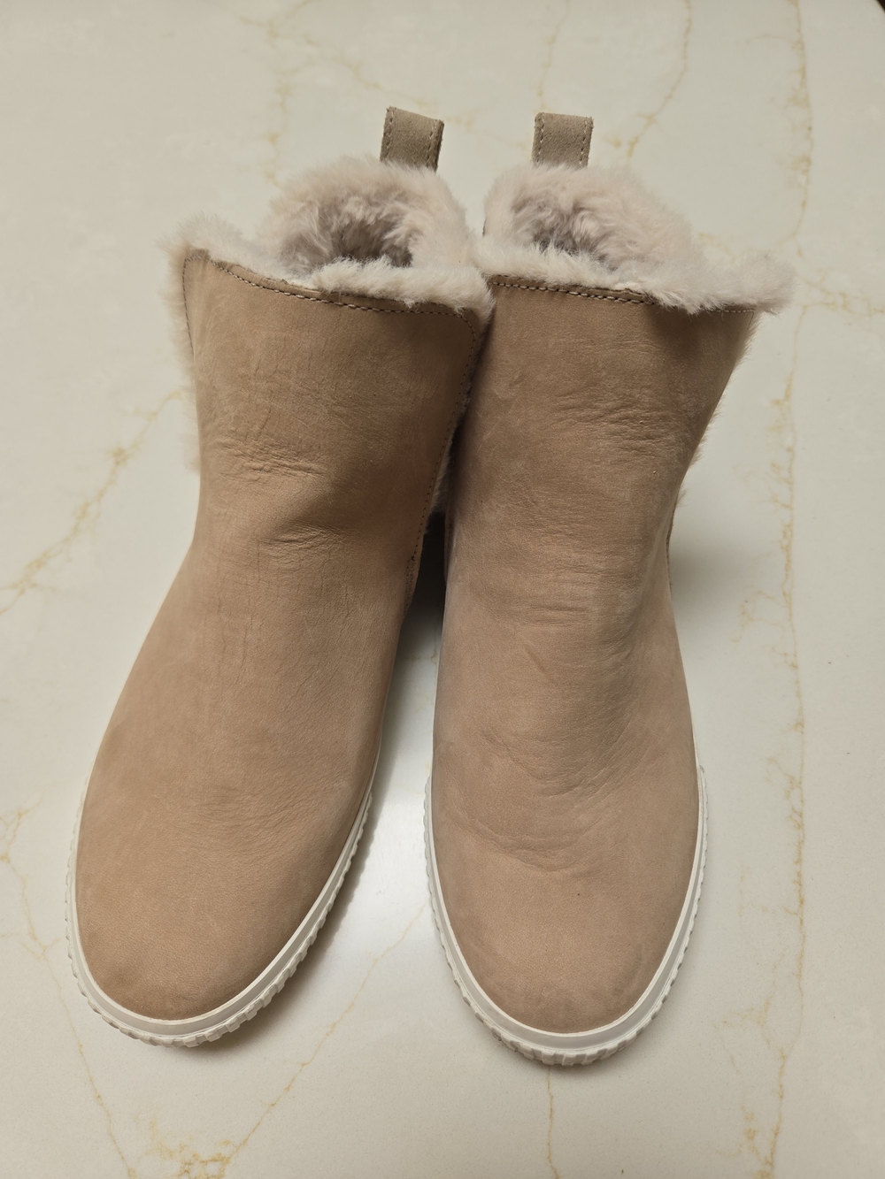 Timberland Taupe Suede Shearling Booties